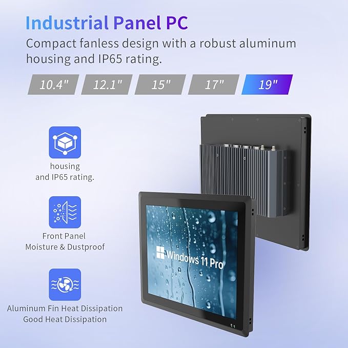 19 inch Industrie Panel PCIndustrial Embedded Panel PCIndustrial Fanless PCAll in One Touch Screen Windows 10 ProJ6412 8GB RAM 256GB ROM4xUSB3.02xUSB2.04xRS232+2xRS4858*GPIOHDMI2xLAN