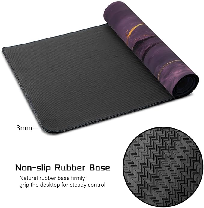 Large Pretty Purple Marble Mouse Mat Computer Mousepad with Non-Slip Rubber Base Waterproof Mouse Pad Desktop Keyboard Pad for GamerHome School Laptop Office Accessories16x35.5in