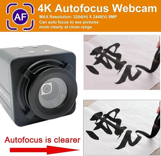 Industrial 4K USB Webcam PC Laptops Video 8MP Autofocus USB Camera IMX179 Sensor OTG UVC Plug &amp Play