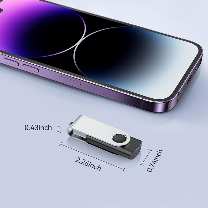 JUANWE 64GB USB Flash Drives 5 Packs USB 2.0Thumb Drives Foldable 360°Swivel Memory USB Stick with Lanyard Hole Jump Drive Pen Drive Zip Drive Portable Flashdrive for PC Mutipack Black