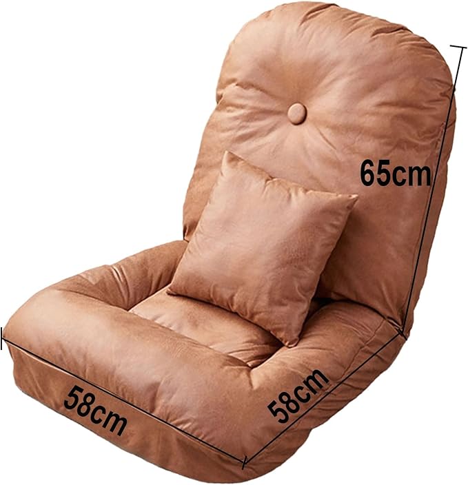 Floor Seating with Back Support Technology Leather Fabric and High-Density Sponge Gaming Floor Chair Adjustable for Adults Reading Meditating Can Bear 150kg(White)