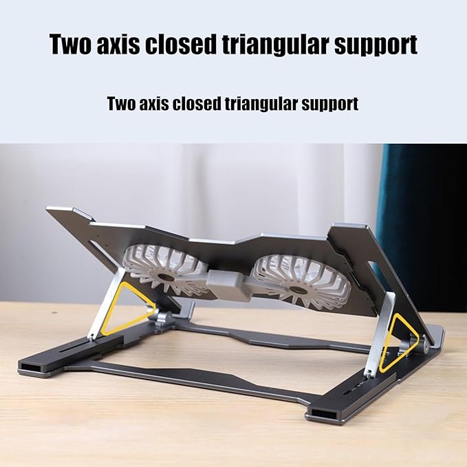 Adjustable Aluminum Laptop Stand with Cooling Fan Ergonomic Ventilated Notebook with LED Lights Ventilated Notebook