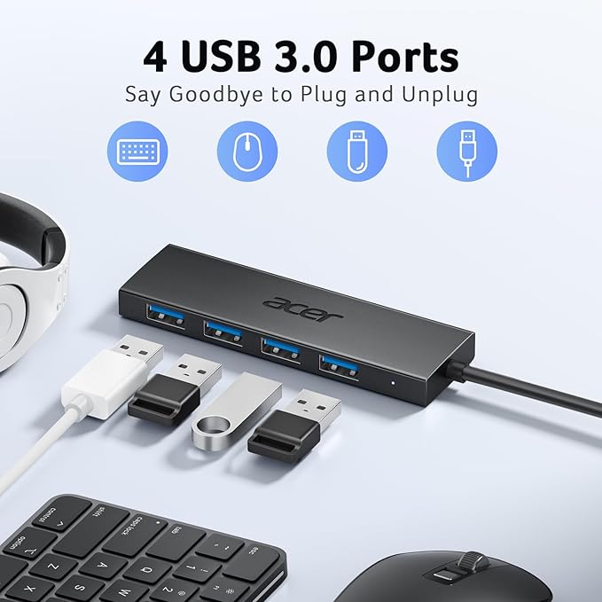 Acer USB Hub 4 Ports Bundle with Acer 10Gbps USB C Hub