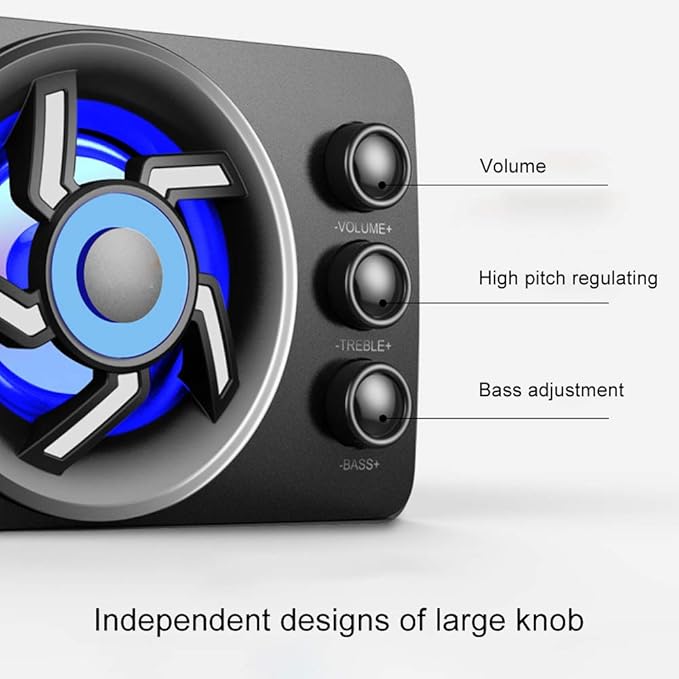 Passive Bookshelf Speakers for PC Computer 2.1 Channel Home Stereo Theater Speakers Treble and Bass Adjustable 3D Surrounding Speaker 3.5mm AUX