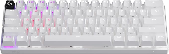 Logitech G PRO X 60 Lightspeed Wireless Gaming Keyboard Ultra Compact TKL 60% Mechanical Keyboard for Windows PC LIGHTSYNC RGB Dual-Shot PBT Keycaps GX Optical Linear Switches - White