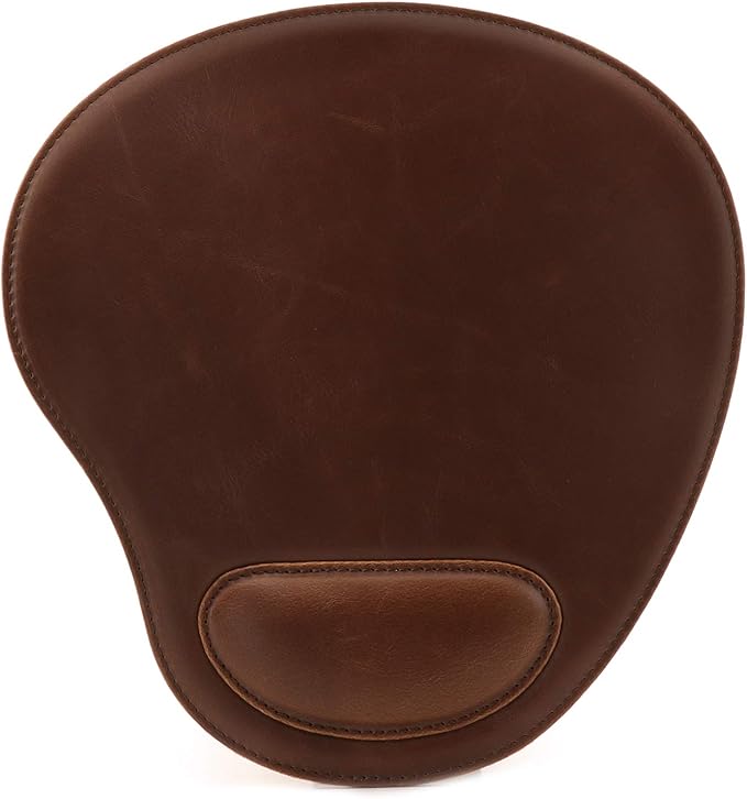 Londo PU Leather Oval Shape Non-Slip Mousepad with Wrist Rest Support Waterproof Surface Comfort Memory Foam Light Ergonomic Design Mouse Pad for Laptop Desktop