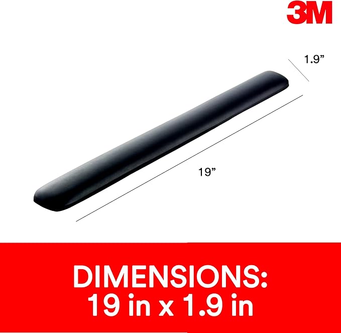 3M Gel Wrist Rest for Keyboards Soothing 3M Gel Technology and Satin Smooth Cover for All Day Comfort and Support Durable and Easy to Clean 19 Black (WR85B)
