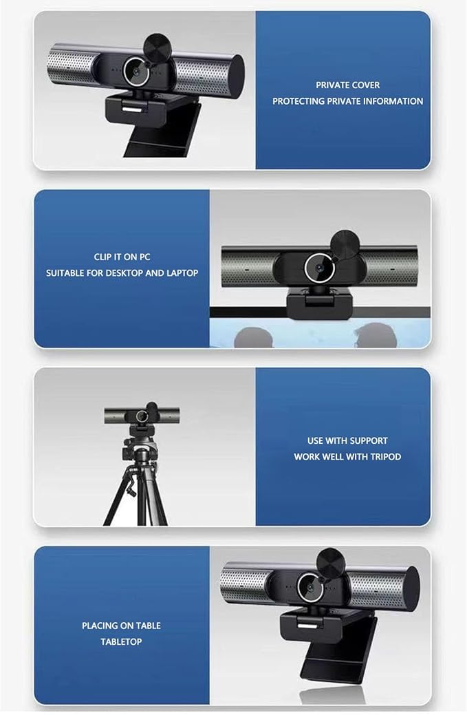 2K USB Webcam Auto Focusing HiFi Speaker Noise Reduction Mic Plug and Play PC Camera for Desktop Laptop Video Chat 2000 10 Vista OS X