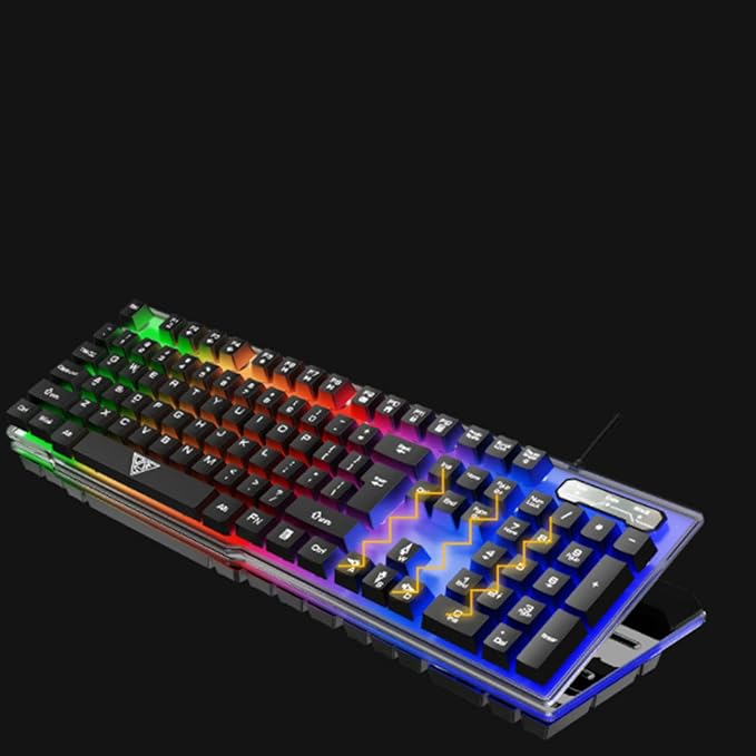 Mechanical Keyboard and Mouse Wired Gaming Keyboard Blue Switch 104 Keys Rainbow Backlit Keyboard and Wired Mouse 3200 DPI for PC Computer Gamer