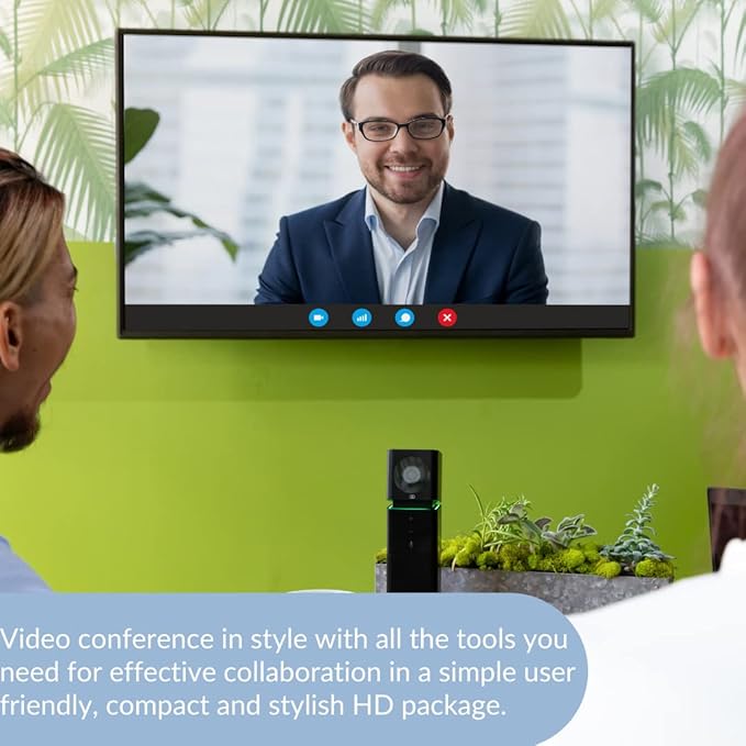 Boom UNO Full HD 1080p Conference Camera with 120 Wide-Angle Lens Full Duplex Speaker &amp Microphone Noise-Canceling Audio USB Plug &amp Play Video Bar for Meetings (Black)