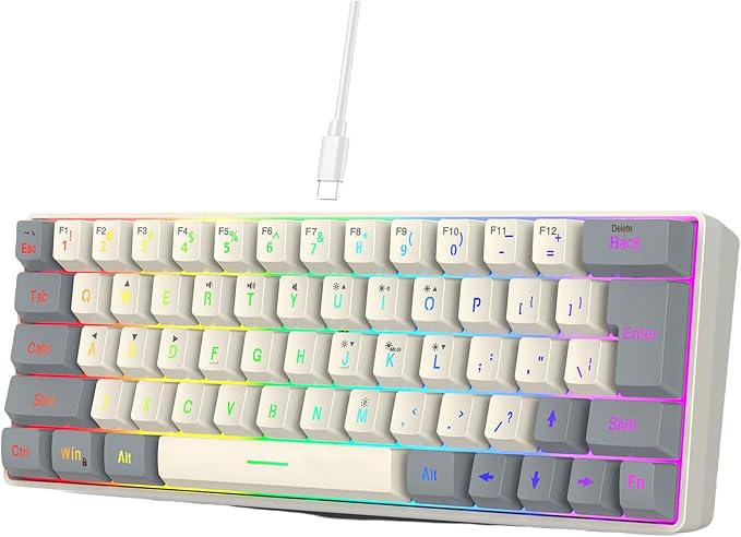 Mechanical Gaming Keyboard with LED Backlits Keyboard 63 Keys Corded Computer Keyboard for Laptop PC Gamers Office Work