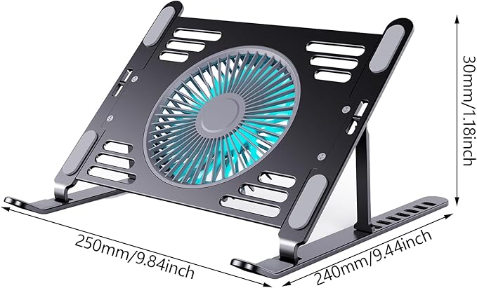 High Performances Laptop Stand Notebook Laptop Cooling Pad with Aluminum Panel and Customizable Fan Speeds Holder