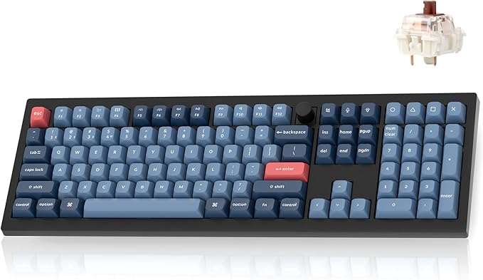 Keychron V6 Max Wireless Custom Mechanical Keyboard 2.4 GHz Bluetooth QMK Full-Size Layout RGB with Hot-swappable Gateron Brown Switch Compatible with Mac Windows Linux