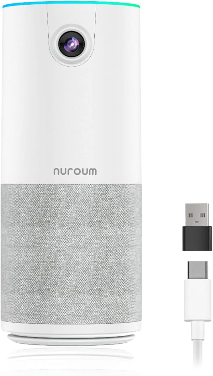 NUROUM C10(2nd Gen) 1080P Conference Webcam with Microphone Speaker Portable All in One Computer Camera for Video Conference AI Noise Cancellation &amp AGC USB Plug&ampPlay for PC/Desktop Zoom/Te