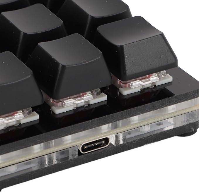12 Key Mechanical Gaming Keyboard Red Switch USB Wired RGB Programmable Macro Keyboard with Knob Customizable Shortcuts Detachable Cable Hot Swappable Switches (Black)