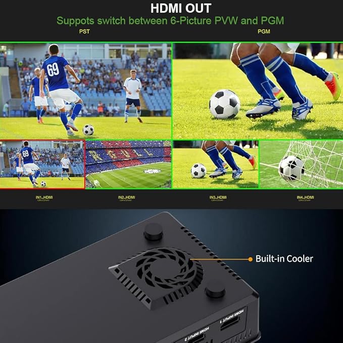 FEELWORLD L2 Plus Multi-Camera Video Mixer Switcher with 5.5 LCD Touch Screen PTZ Control Chroma Key Built-in Chroma Key and Logo Overlay USB3.0 Live Streaming