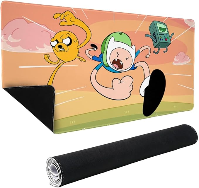 Adventure Time Finn and Jake Attack Friends Large Gaming Mouse Pad Desk Mat with Stitched Edges Non-Slip Base for Gamer Home and Office 31.5 x 15.7