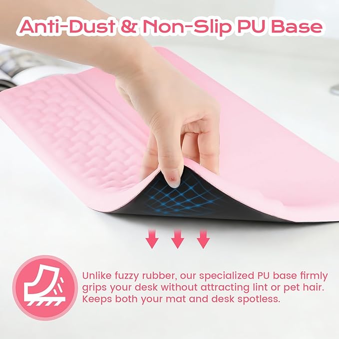 Keyboard Wrist Rest with Ergonomic Height - Computer Keyboard Stand &amp Soft Cushioned Pad for Wrist Pain Relief - Non-Slip Typing Support for Office Gaming &amp Home (Pink)