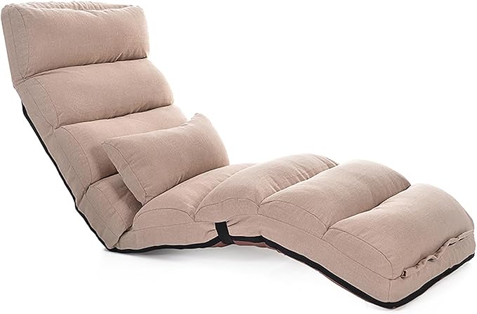 NaKeah Large Floor Chair for Adults Sofa Recliner Chairs Head Back Foot Adjustable Living Room Lounge Chair for Gaming Reading Meditating with PillowE