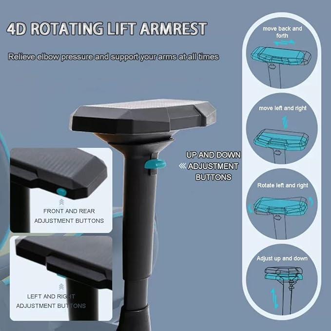 Gaming Chair with Footrest Ergonomic Wrapping Comfortable Gamer Chair Home Lift Rotate Reclining Racing Chair Load Bearing 200kg/440.9lbs (Color : Black Size : 122-133 * 40.5cm)