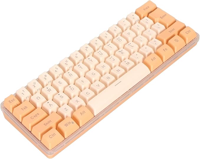 Mini Keyboard 61 Keys Keyboard Wired Gaming Keyboard RGB Small Gaming Keyboard Gaming Keyboard 60 Percent Imitated Mechanical Compact for Typist (Orange Yellow)