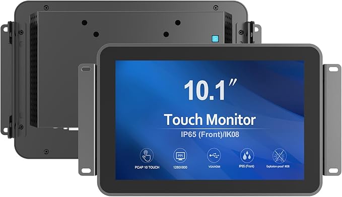 10.1 Inch 1000 Nits Sunlight Readable Multi Touch PCAP Open Frame Touch Screen Monitor Industrial LCD Display with 1280x800 Black
