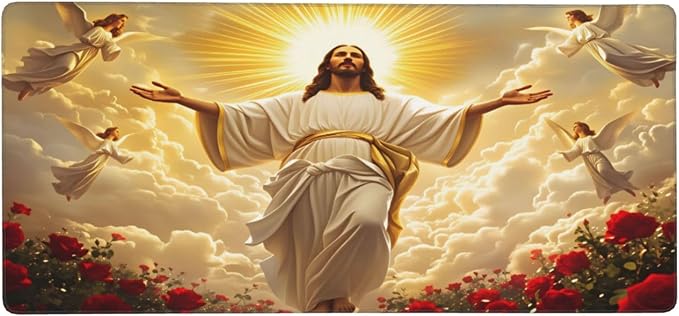 XXL Gaming Mouse Pad Extended (35.5X16) Sacred Religious Large Non-Slip Desk Mat Water-Resistant Keyboard Mousepad for Office &amp Home