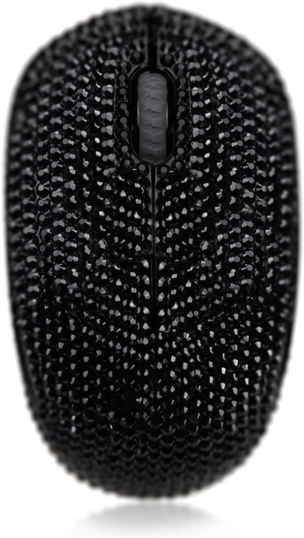SA@ Luxury 6 Colors Bling Crystal Rhinestone 2.4G Wireless Mouse for Laptop Notebook PC Computer MacBook Gifts for The Office (Black)