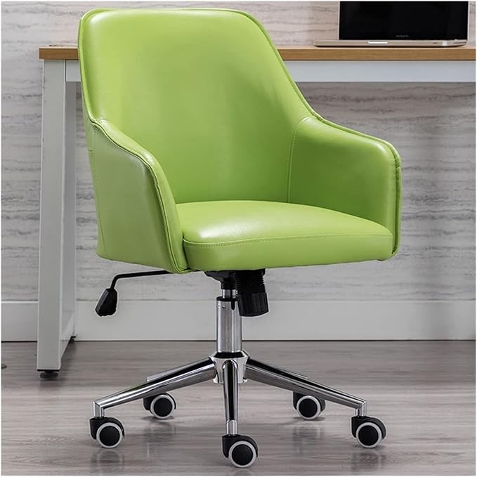 Adjustable Office Computer Chair with Armrest Leather Office Chair for Furniture Home Bedroom Study Computer Swivel Gaming(Green)