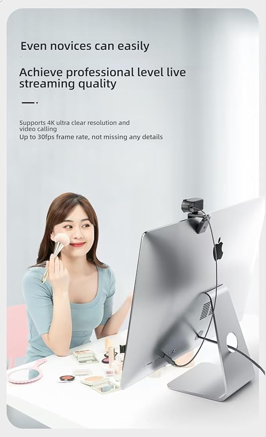 HD Webcam 1080P/2K/4K USB Multiple Mounting Options for Desktop &amp Laptop Plug and Play Facial Recognition Video Conferencing