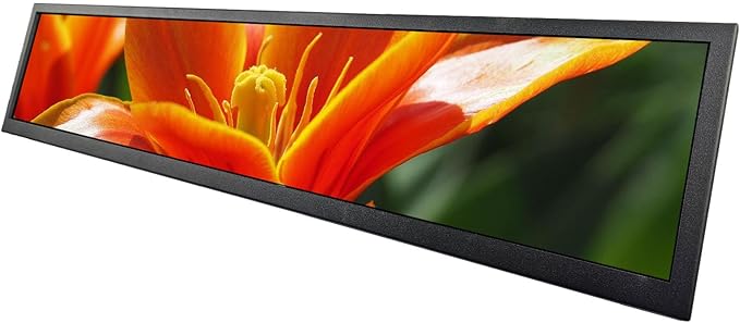 Portable Gaming Monitor24 inch 1920x360 IPS Stretched Bar LCD Screen with USB Video Inputfor DIY Marquee Display/Advertising ScreenSupport Image 180 Degree Rotation