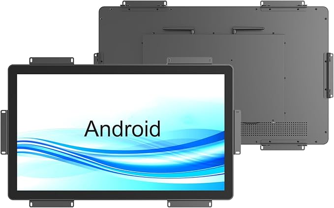 GreenTouch 27 Inch Open-Frame Touchscreen LCD Monitor -Android All in one Computer with RK3566 RAM 4G &amp ROM 32G - Capacitive PCAP -1920x1080-16:9-Black - Front IK08/IP65