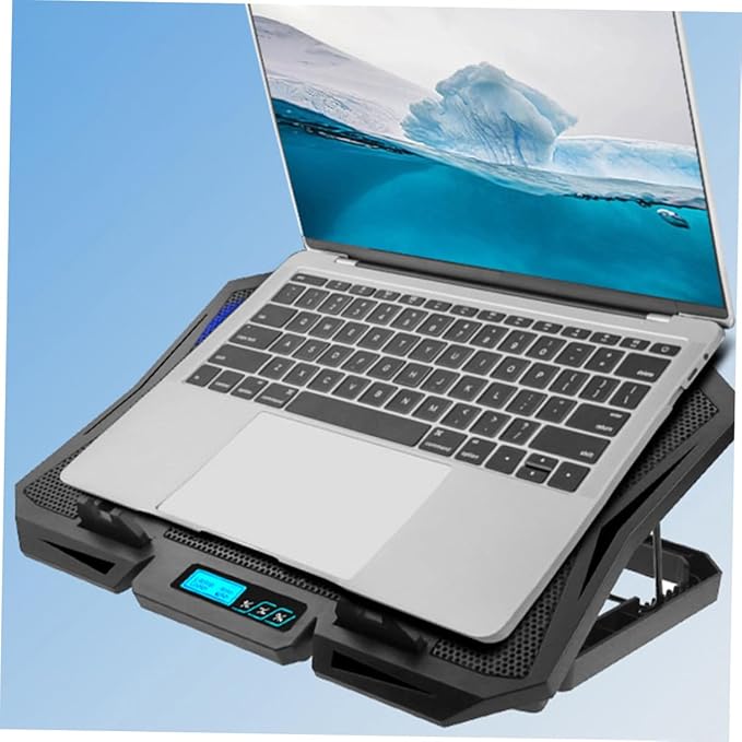 Laptop Cooling Pad 15.6 Inch Silent Computer Cooler Stand with Adjustable Fan Speed and Blue LED for Portable Notebook Cooling and Storage