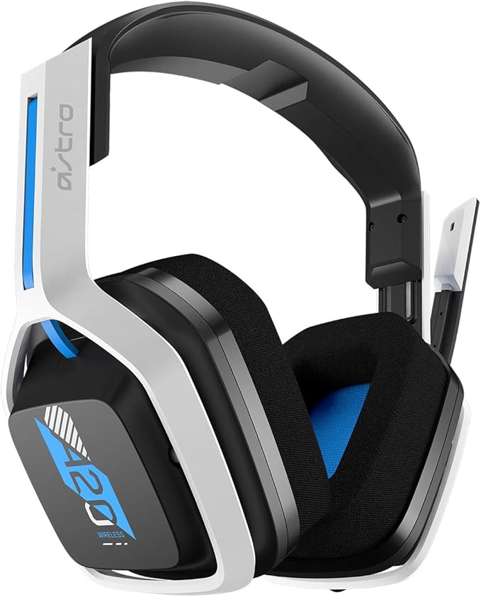 ASTRO Gaming A20 Wireless Headset Gen 2 - Compatible with PlayStation 4 &amp 5 / PC/Mac - White/Blue