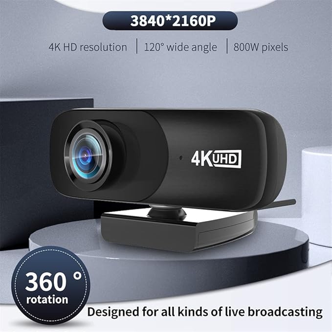 4K 3840 * 2160 Webcam Web Cam Camera with Microphone for Computer Live Broadcast Video Calling Conference