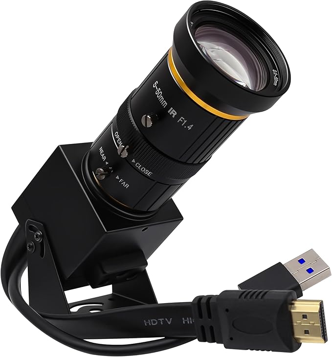 SVPRO 4K 60fps HDMI Camera USB3.0 Streaming Webcam with 5-50mm Manual Telephoto Lens 10X Optical Zoom H.264 Industrial Microscope Close-Ups CameraUSB and HDMI Dual Ouput