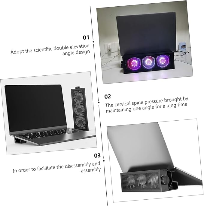 HOMSFOU Adjustable RGB Laptop Cooling Pad 3 Speed Settings Heat Dissipation Stand for Gaming and Work Compatible Laptops Ergonomic Design