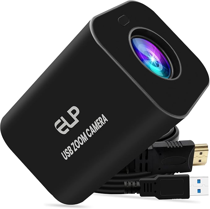 ELP 12X Zoom 4K 30fps USB Camera 1080P 60fps HDMI USB Webcam Autofocus Manual Focus PC Web Cam H.265 H.264 High Speed Web_Camera for Church Streaming Video Conference