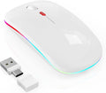 LED Wireless Mouse for Macbook Air/Laptop/iPad - Built-in Mouse Jiggler &amp 4-Mode (Bluetooth 5.2/3.0 &amp 2.4GHz USB-A/C) Rechargeable Silent Mouse Multi-Device Compatible with macOS/iOS/Windows/A