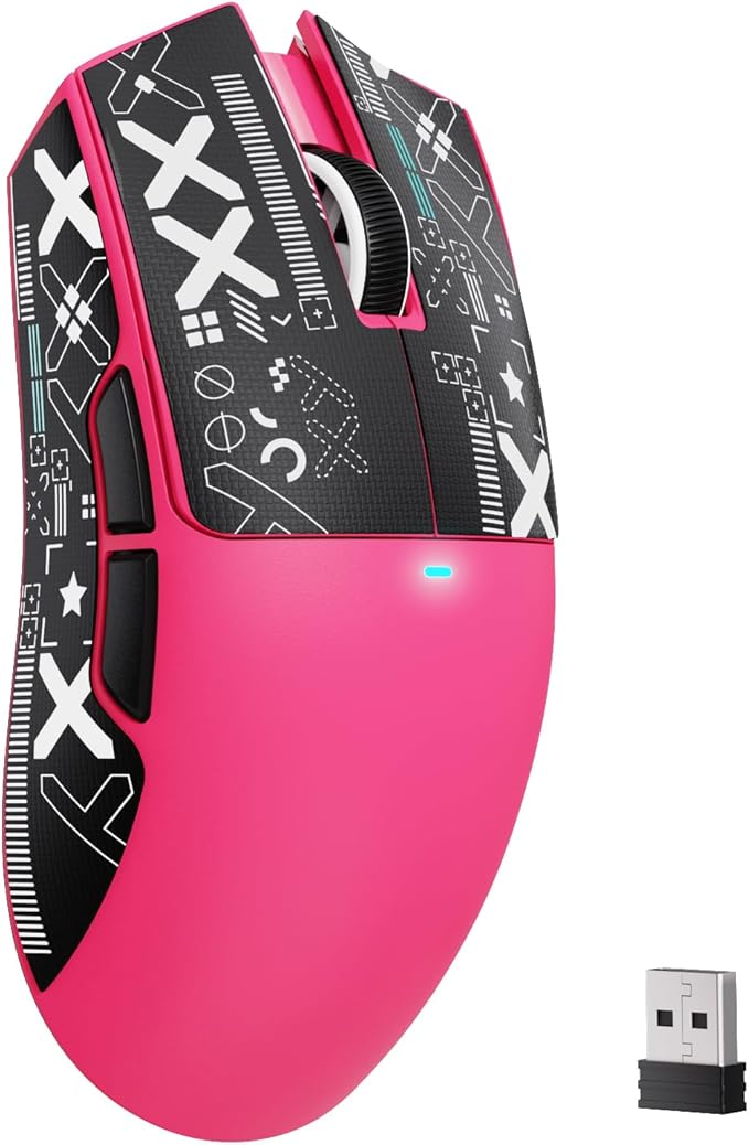 MAMBASNAKE Attack Shark X11SE Lightweight Wireless Gaming Mouse Tri-Mode 2.4G/USB-C Wired/BT 22K DPI PAW3311 Optical Sensor 59g 5 Programmable Buttons 300mAh Battery for PC/Mac((Berry-Griptape)