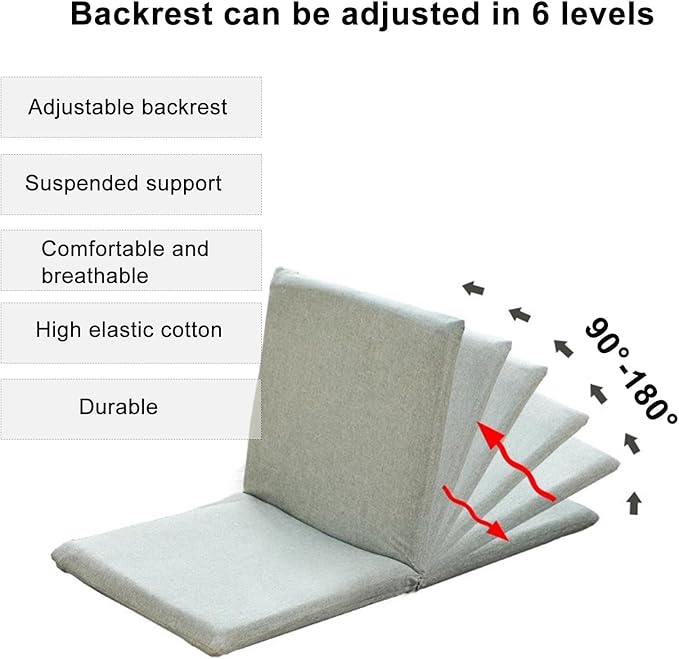 Floor Chair with Back Support Folding Sofa Chair Floor Gaming Chair Lazy Chair 6 Adjustable Position for Meditation Reading Watching TVBlue18.9×17.7×18.9in