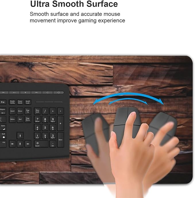 Dark Wood Texture Large Gaming Mouse Pad 35.5 X 16 Inch Extended Desk Mat for Keyboard and Mouse Waterproof Computer Mousepad with Stitched Edges &amp Non-Slip Base