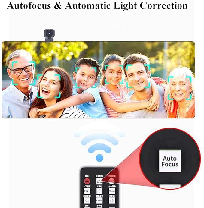 GIZNXBA Webcam with Auto Light Correction Noise-Canceling Microphone Autofocus Seamless Plug-and-Play Setup Wide-Angle Lens for Streaming Video Calls Gaming Works(4K with Remote Control)