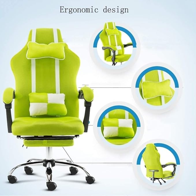 Chair Gaming Chair Ergonomic Mesh Chair Office Chair Computer Chair Lift Swivel Chair Office Chair Backrest Game Chair (Color : Green)
