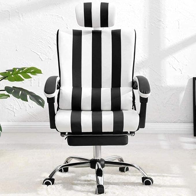 Office Chair Gaming Chair Computer Chair Office Chair with Height Adjustable Design Ergonomic Chair Desk Gaming Chair with Lumbar Support (Color : White+Black)