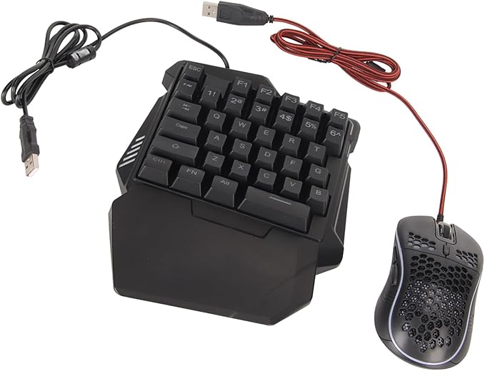 One Handed Half Gaming Keyboard and Mouse Combo with Keyboard Mouse Converter Support One Key Auto or Function for FPS FTG Games