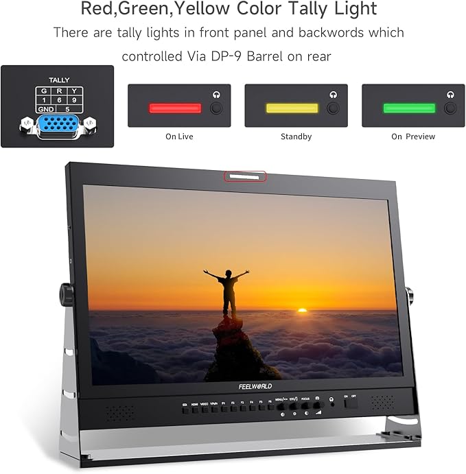 FEELWORLD 21.5 Inch 1920x1080 4K HDMI 3G-SDI Input and Output Broadcast Production MonitorDesktop Director Monitor with YPbPr Video