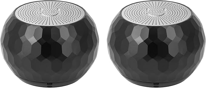 Fashionit U Speakers Mini Bluetooth Computer Speaker 2-Pack Bundle with Matching Speaker Built-in Mic &amp Selfie Remote Control for Workspace Desktop Laptop Mobile Tablet PC - Glam Black