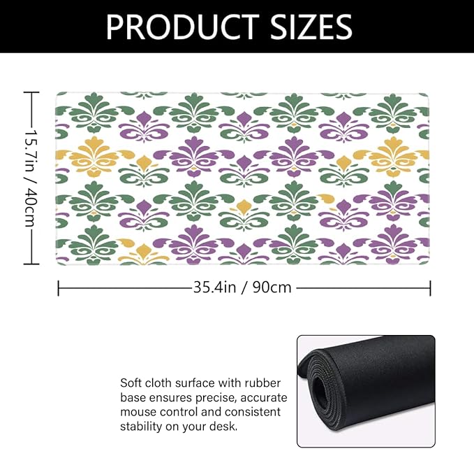 Large St. Patrick's Day Mouse Mat Computer Mousepad with Non-Slip Rubber Base Waterproof Mouse Pad Desktop Keyboard Pad for GamerHome School Laptop Office Accessories16x35.5inA (88)