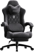 Dowinx Gaming Chair with Heated Massage Lumbar SupportBig and Tall Fabric Gaming Chairs for Adults with Footrest Ergonomic Computer Game Chair with Poket Spring Cushions 350lbs Black